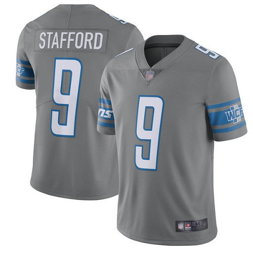 Detroit Lions Limited Steel Men Matthew Stafford Jersey NFL Football #9 Rush Vapor Untouchable->detroit lions->NFL Jersey
